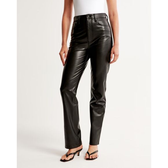 Abercrombie‎ and Fitch Vegan Leather 90s Straight Pant NWT 34/18R - Picture 1 of 4